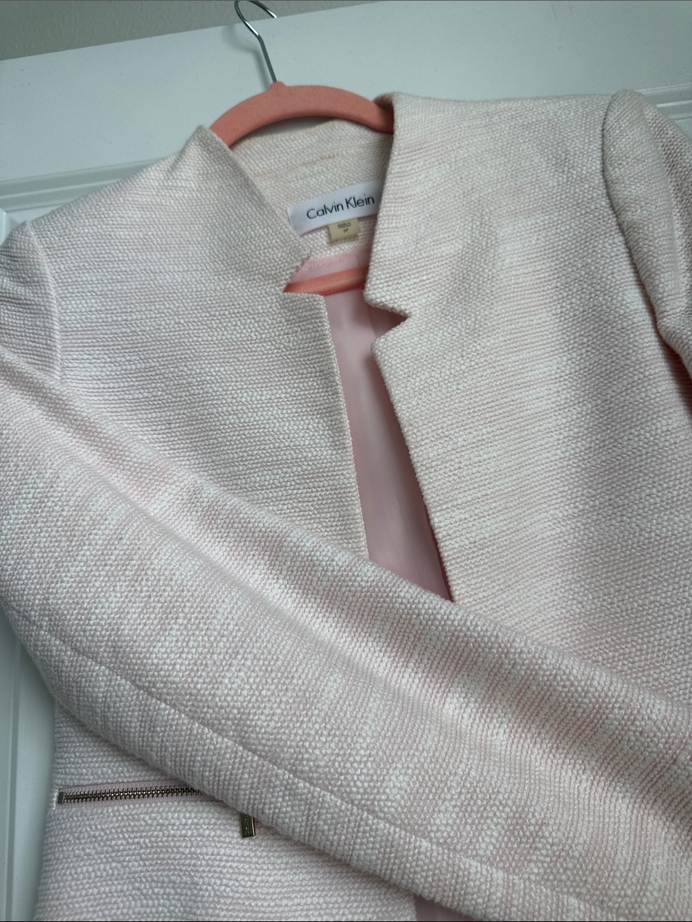 Calvin Klein Women's Blush Textured Open-Front Jacket